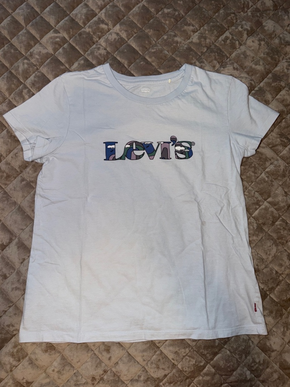 Levi's Light Blue Short Sleeve Tee with Multicolor Logo